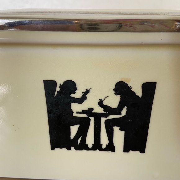 VINTAGE 1930'S HALL'S SUPERIOR TAVERN SILHOUETTE BUTTER DISH WITH COVER - Picture 3 of 11